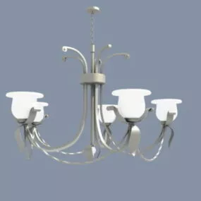 Brushed Steel Arm Ceiling Chandelier 3d model