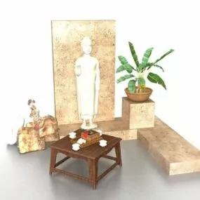 Buddha Statue Indoor Living Room 3d model