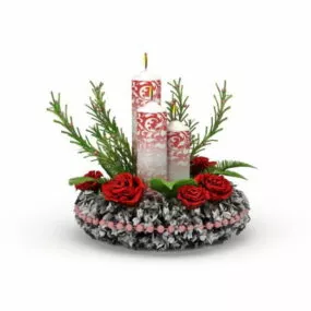 Candle Flower Set Of Christmas Ornament 3d model