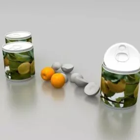 Canned Apricots Food Set 3d model