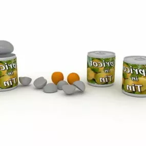 Canned Apricot Fruit Set 3d model