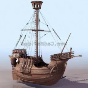 Vintage Watercraft Cargo Ship 3d model