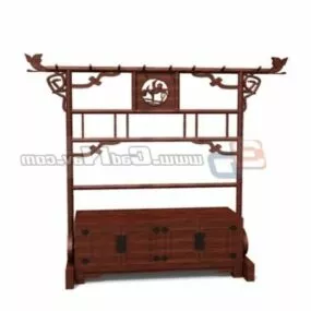 Wooden Antique Clothes Tree 3d model