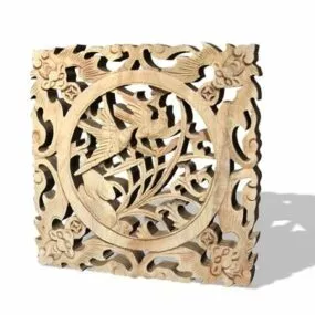 Carved Decorative Chinese Window 3d model