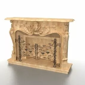 Carved Stone Fireplace Surround 3d model