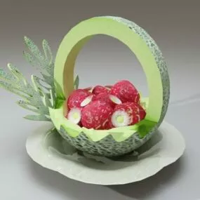 Gift Carved Melon Fruit 3d model