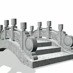 Antique Architecture Carved Stone Bridge 3d model