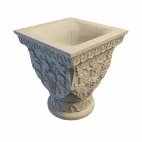 Garden Flower Pot Carved Stone 3d model