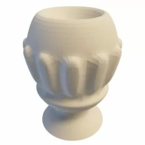 Carved Stone Flower Potted 3d model