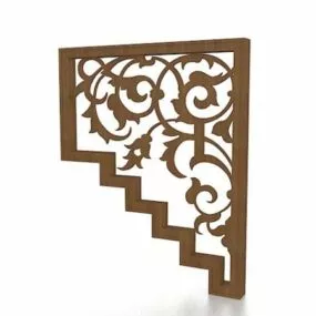 Carved Wooden Window Frame 3d model