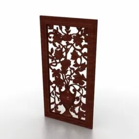 Carved Wooden Window Screen 3d model