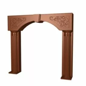 Carved Wooden Frame Door Design 3d model