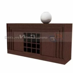 Furniture Carved Wooden End Table 3d model