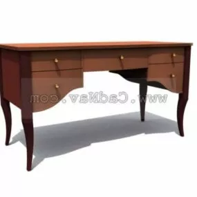 Carved Wooden Old Writing Desk 3d model