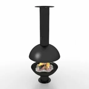 Home Black Cast Iron Fireplace Stove 3d model