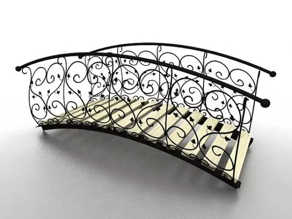 Old Curved Wooden Bridge 3d model