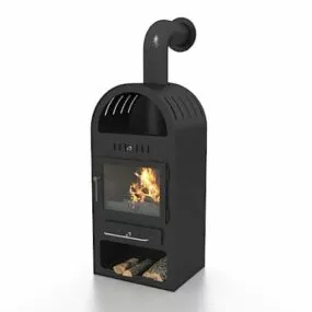Black Cast Iron Stove 3d model
