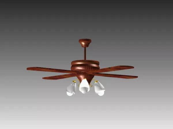 Modern Ceiling Fan Wooden Blade 3d model