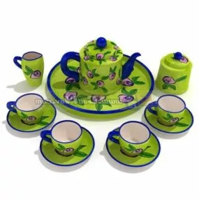 Decorative Textures Ceramic Tea Set 3d model