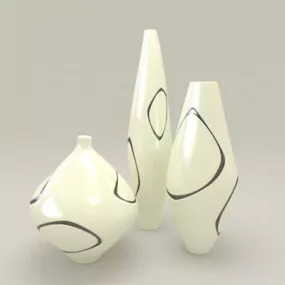 Elegant Ceramic Vases Set 3d model