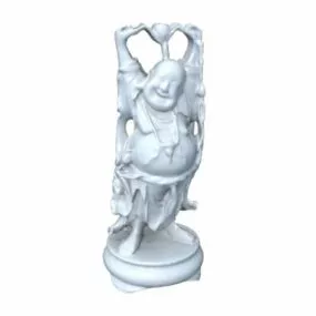 White Ceramic Buddha Statue 3d model