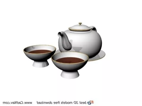 Japanese Tea Pot, Cups Set 3d model Japanese Tea Pot, Cups Set 3d model