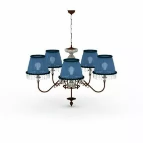 Antique Chandelier Blue Shades 3d model