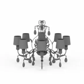 Vintage Crystal Chandelier With Shades 3d model