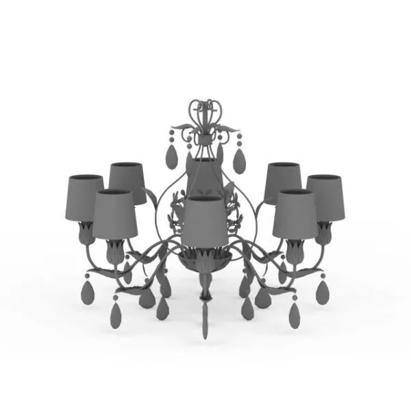 Vintage Crystal Chandelier With Shades 3d model Vintage Crystal Chandelier With Shades 3d model