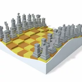 Western Chess Set 3d model