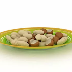 Chestnuts Peanuts Food On Plate 3d model