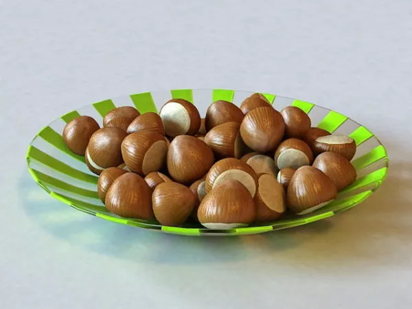 Food Chestnuts On Plate 3d model Food Chestnuts On Plate 3d model