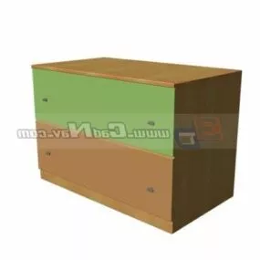 Kid Furniture 2 Drawers Cabinet 3d model