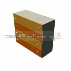 Kids Furniture 4 Drawer Cabinet 3d model