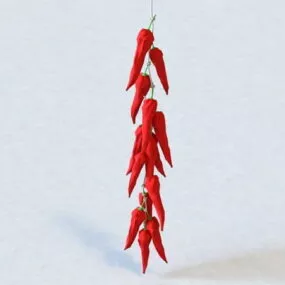 Food Chili Pepper Bunch 3d model