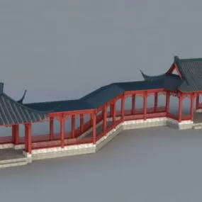 Chinese Antique Garden Corridor 3d model