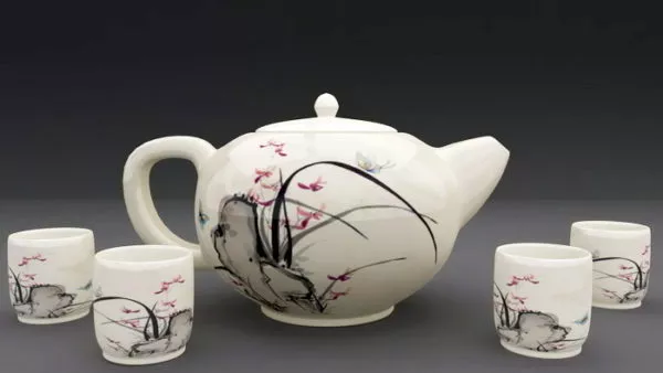 Vintage Luxury China Tea Set 3d model