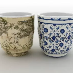 Ancient Chinese Tea Mugs 3d model