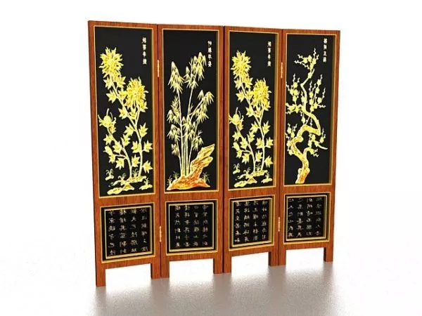 Chinese Folding Screens Decoration 3d model Chinese Folding Screens Decoration 3d model