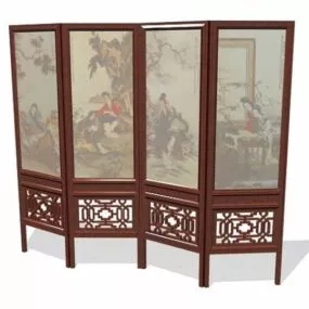 Living Room Chinese Folding Screen 3d model