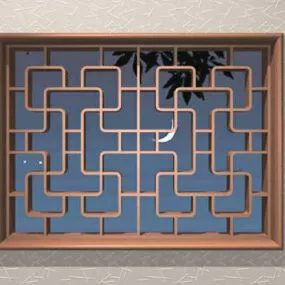 Vintage Chinese Latticed Window 3d model