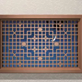 Chinese Vintage Latticework Window 3d model
