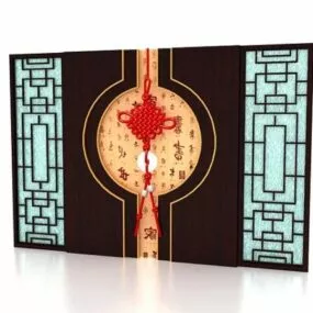 Chinese Wooden Style Feature Wall 3d model