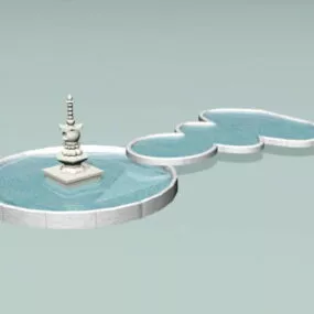 Outdoor Chinese Style Fountain 3d model
