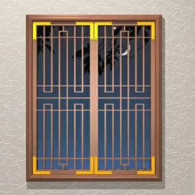 Chinese Style Vintage Lattice Window 3d model