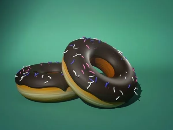 Glass Shelf Case With Donuts Cake 3d model