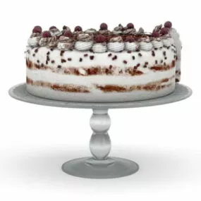 Chocolate Cake On Metal Stand 3d model