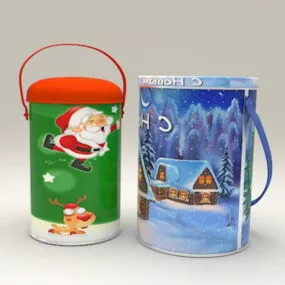 Food Christmas Cookies Buckets 3d model