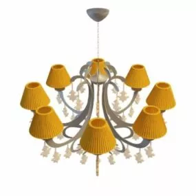 Chrome Arm 8 Light Chandelier 3d model