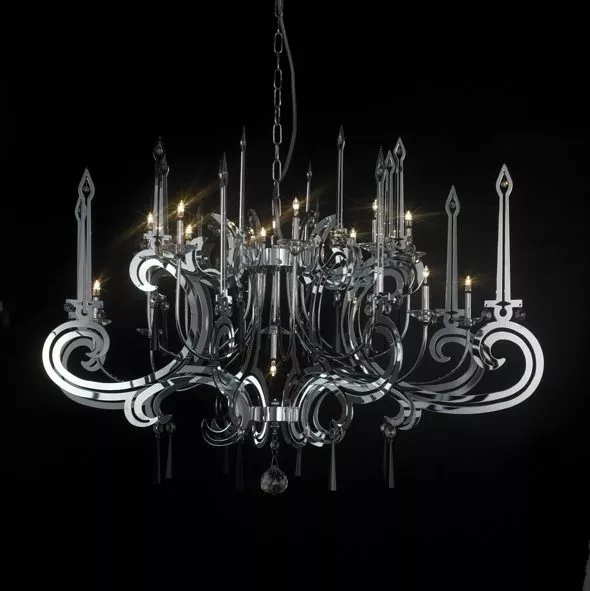 Living Room Chrome Hanging Chandelier 3d model Living Room Chrome Hanging Chandelier 3d model